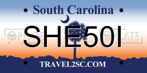 SHE50I South Carolina License Plate
