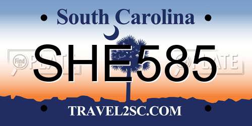 SHE585 South Carolina License Plate