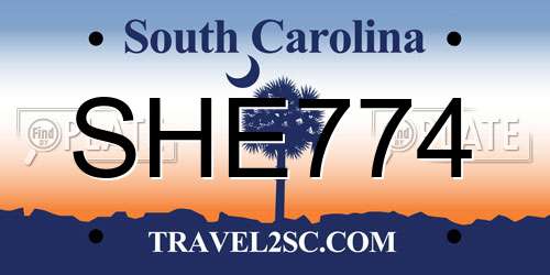 SHE774 South Carolina License Plate