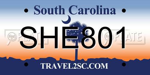 SHE801 South Carolina License Plate