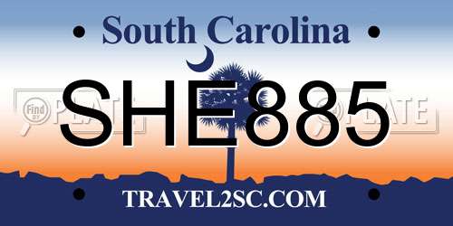SHE885 South Carolina License Plate