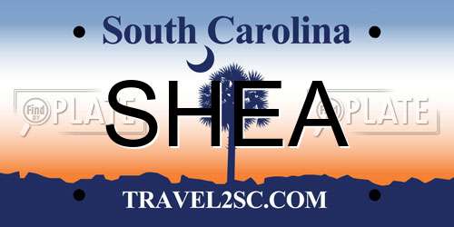 SHEA South Carolina License Plate