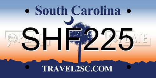 SHF225 South Carolina License Plate