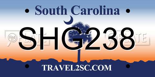 SHG238 South Carolina License Plate