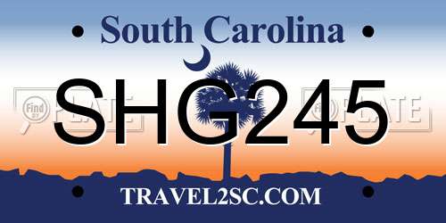 SHG245 South Carolina License Plate