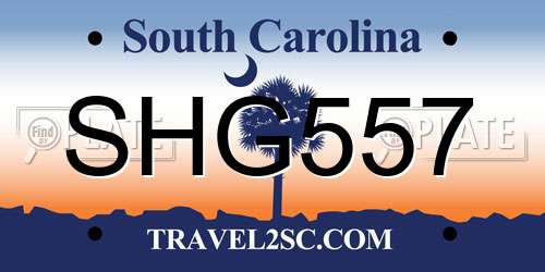 SHG557 South Carolina License Plate