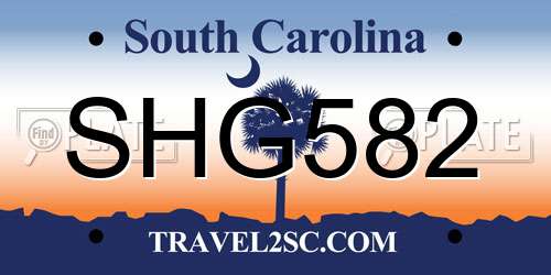SHG582 South Carolina License Plate
