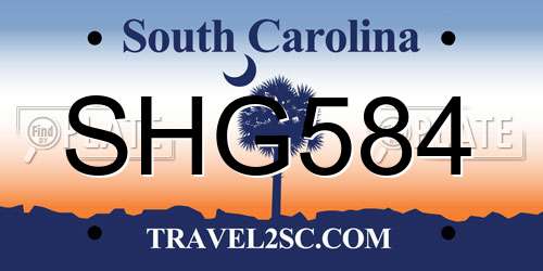 SHG584 South Carolina License Plate