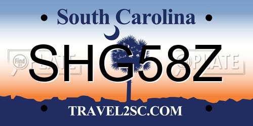 SHG58Z South Carolina License Plate