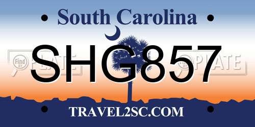 SHG857 South Carolina License Plate