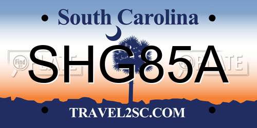 SHG85A South Carolina License Plate