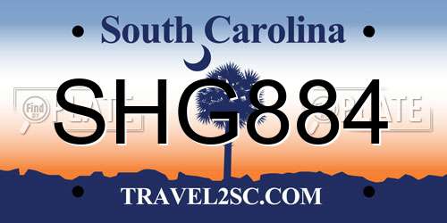 SHG884 South Carolina License Plate