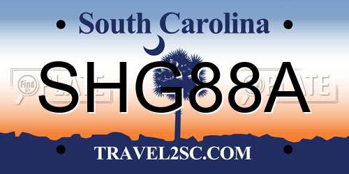 SHG88A South Carolina License Plate