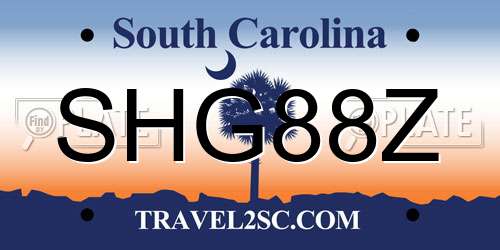 SHG88Z South Carolina License Plate
