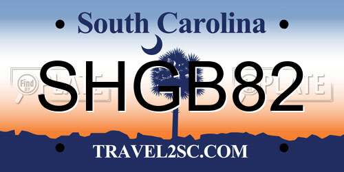 SHGB82 South Carolina License Plate