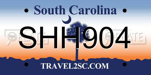 SHH904 South Carolina License Plate