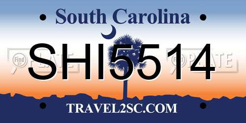 SHI5514 South Carolina License Plate