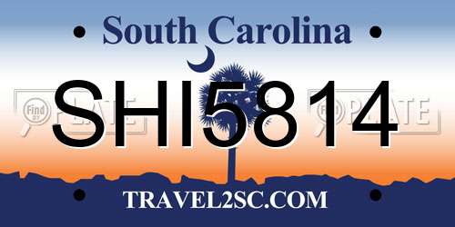 SHI5814 South Carolina License Plate