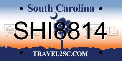 SHI8814 South Carolina License Plate