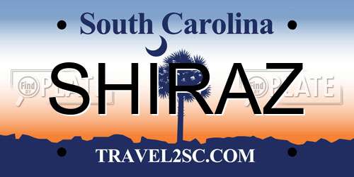 SHIRAZ South Carolina License Plate