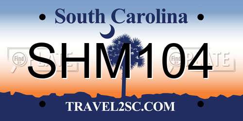 SHM104 South Carolina License Plate