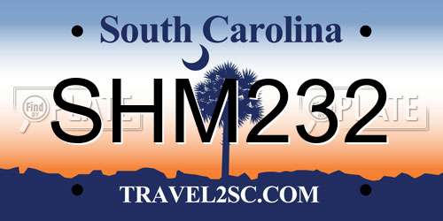 SHM232 South Carolina License Plate