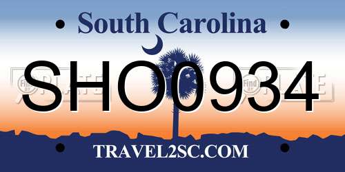 SHO0934 South Carolina License Plate