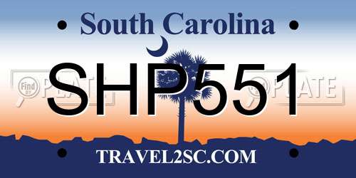 SHP551 South Carolina License Plate