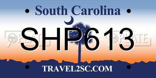 SHP613 South Carolina License Plate