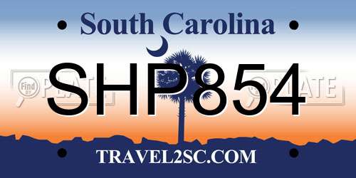 SHP854 South Carolina License Plate