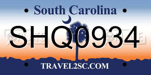 SHQ0934 South Carolina License Plate