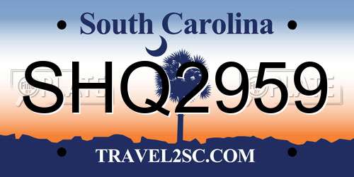 SHQ2959 South Carolina License Plate