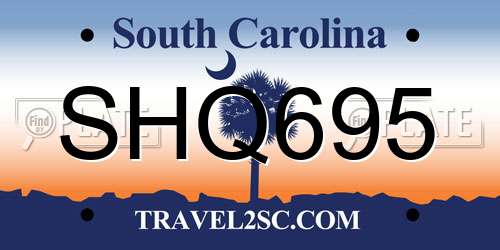 SHQ695 South Carolina License Plate