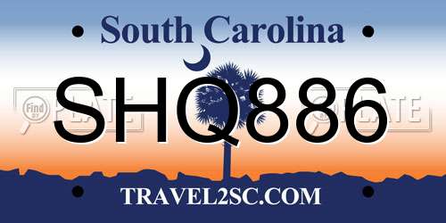 SHQ886 South Carolina License Plate