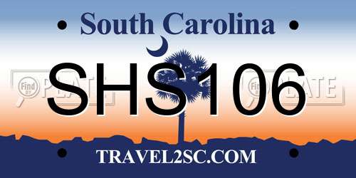 SHS106 South Carolina License Plate