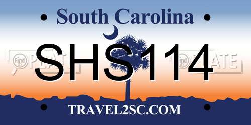 SHS114 South Carolina License Plate