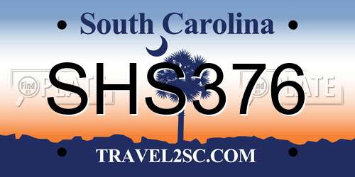 SHS376 South Carolina License Plate