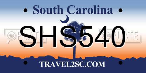 SHS540 South Carolina License Plate