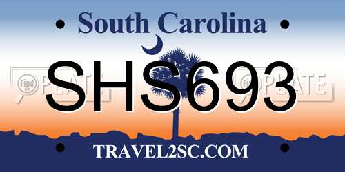 SHS693 South Carolina License Plate
