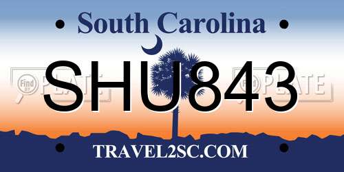 SHU843 South Carolina License Plate
