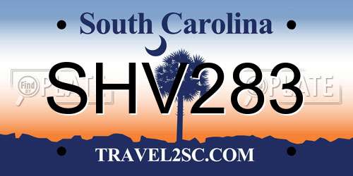 SHV283 South Carolina License Plate