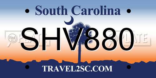 SHV880 South Carolina License Plate