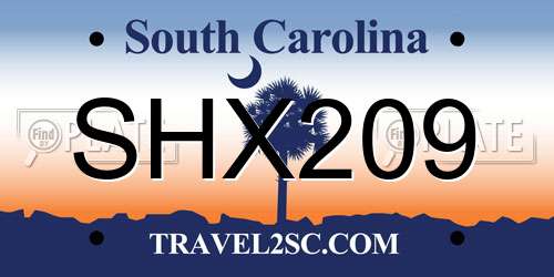 SHX209 South Carolina License Plate