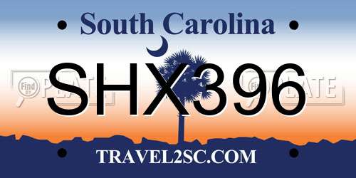 SHX396 South Carolina License Plate