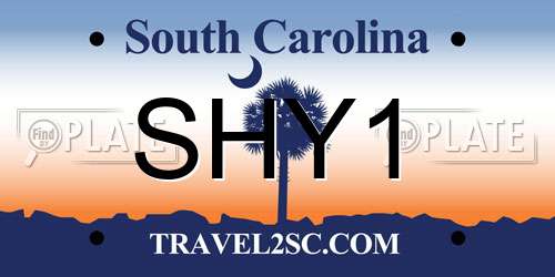 SHY1 South Carolina License Plate