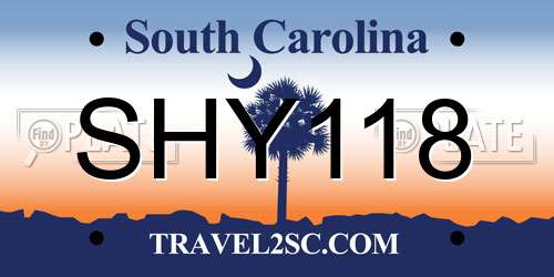 SHY118 South Carolina License Plate