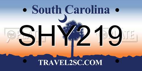 SHY219 South Carolina License Plate