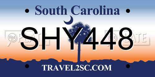 SHY448 South Carolina License Plate