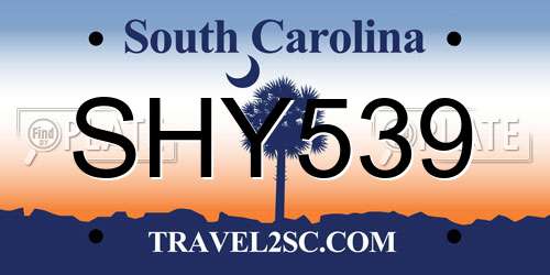 SHY539 South Carolina License Plate