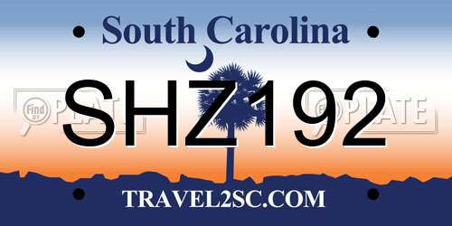 SHZ192 South Carolina License Plate